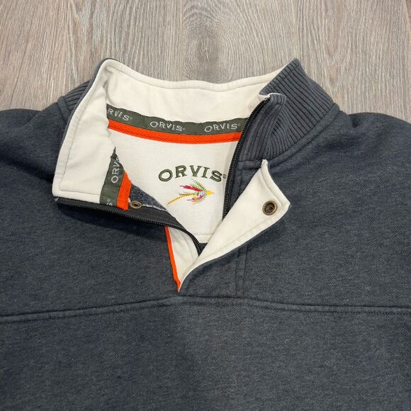 Orvis Men's Signature Quarter 1/4 Snap Sweatshirt Gray Pullover XXLarge - Picture 6 of 8